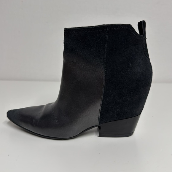 Sigerson Morrison Aerial Pointed Toe Black Leather Suede Boots Size  6.5 - Picture 8 of 12